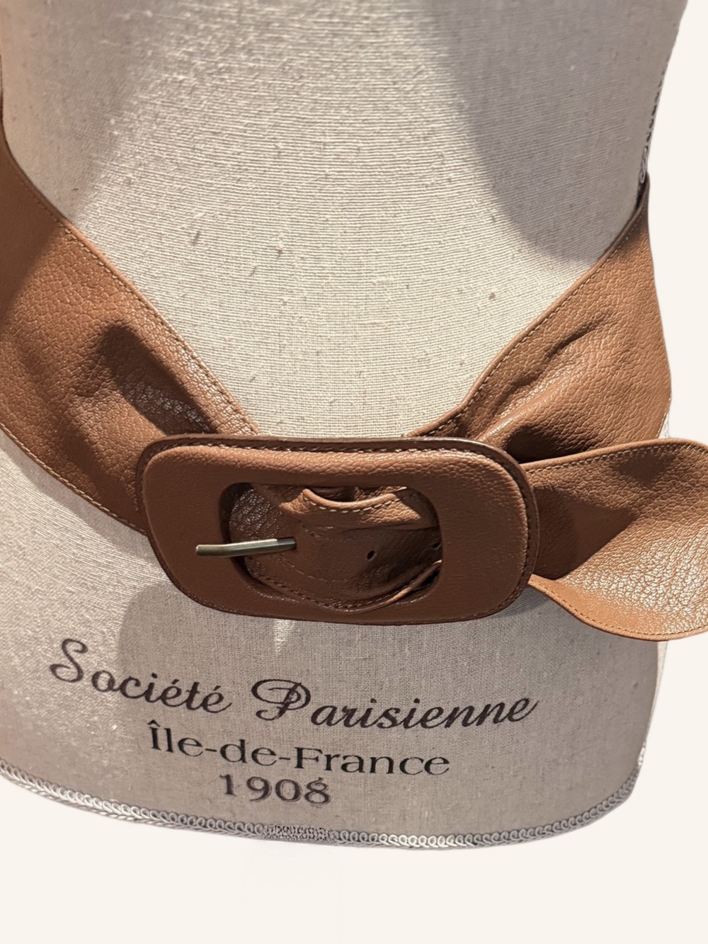 💋 FABULOUS Vintage 1980 WIDE Bonded Leather Statement Cinch Belt “Whiskey Brown”